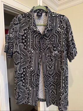Kith Black and White Paisley Short Sleeve Shirt